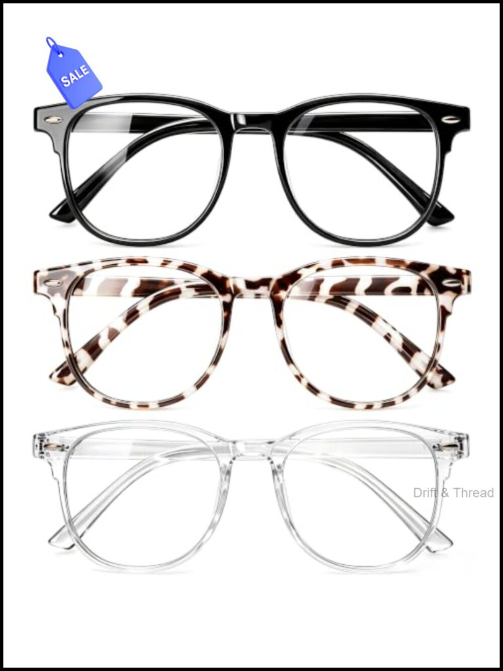 Blue Light Glasses for Women 3 Pack UV400 Round Half Round